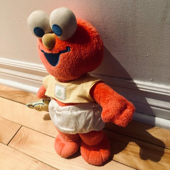 🍼 VERY RARE 1990s Vintage Sesame Street Baby Big Bird & Baby Elmo Plush Set 12” - Picture 7 of 7